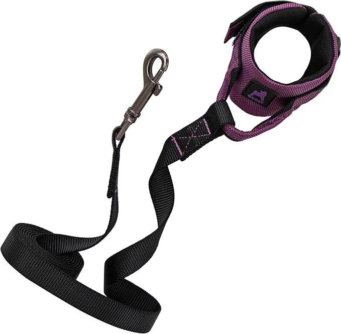 Gooby Easy Fit Wrist Band Surfer Leash - Purple, 6 FT - Comfortable Hands Free Leash with Elastic Band for Small, Medium and Large Dogs