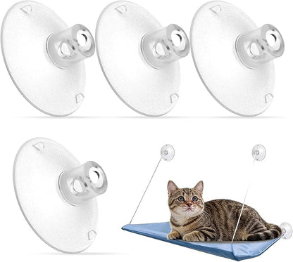 Large Clear PVC Window Perch Suction Cups for Cat Hammocks, Beds & Perches - 4 Pack Strong Replacement Sucker Pads (3.37in)