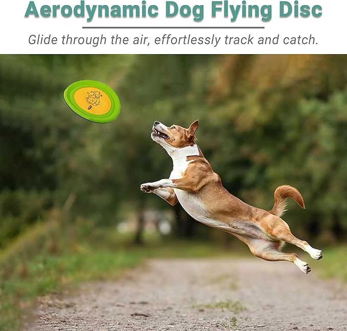 3 Packs Nylon Interactive Dog Flying Disc - Floating Dog Toys for Aggressive chewers - Water Toys for Dogs (Yellow and Green)