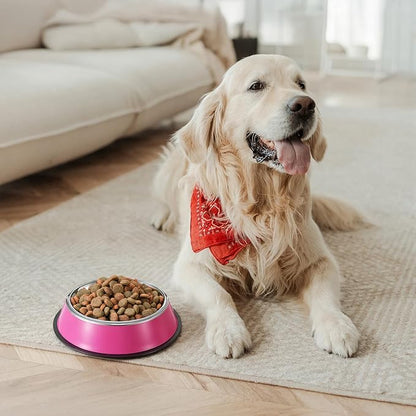 6 Pack Stainless Steel Dog Bowls, Non-Slip Stackable Dog Food and Water Bowls Set with Removable Rubber Base for Small Medium Large Dogs Cats