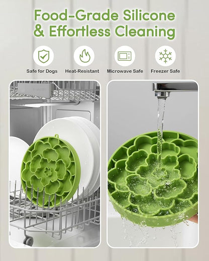 Slow Feeder Dog Bowls, Silicone Puzzle Feeder, Anti-Choking Maze Dog Food Bowl with Non-Slip Suction Cup for Medium & Small Breeds, Fast Eating Prevention, Boredom and Anxiety Reducer (Grass Green)