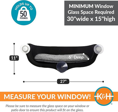 K&H Pet Products EZ Mount Window Bed Kitty Sill Tan 27 X 11 X 6 Inches