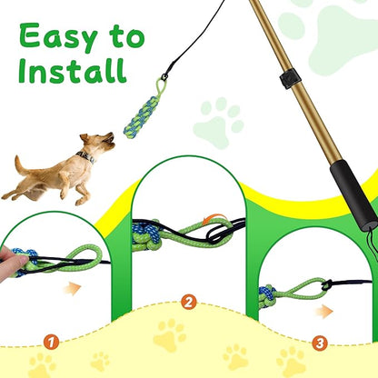 Flirt Pole for Dogs, Interactive Dog Toys Extendable Teaser Wand with Lure Chewing Toys, Chase and Tug of War for Small Medium Large Dogs Training Playing Exercise