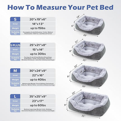 INVENHO Dog Bed for Small Dogs - Washable, Orthopedic, Calming & Warming - Durable Pet Bed with Anti-Slip Bottom (25"x21"x8")