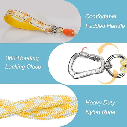 JSXD Dog Leash and Collar Set with AirTag Holder for Small Medium Large Dogs,5 FT Double Rope Leashes with Adjustable Reflective Soft Padded Nylon Pet Collars (Yellow, Small)