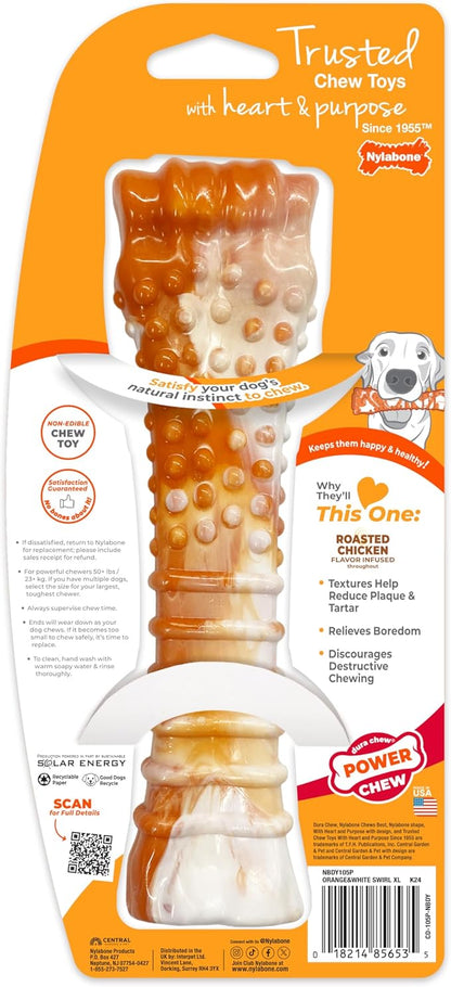 Nylabone Limited Edition 70th Birthday Textured Bone Power Chew Toy for Dogs, Durable & Tough Dog Toys for Aggressive Chewers, Roasted Chicken Flavor, X-Large Dogs - 50+ lbs (1 Count) (Pack of 6)