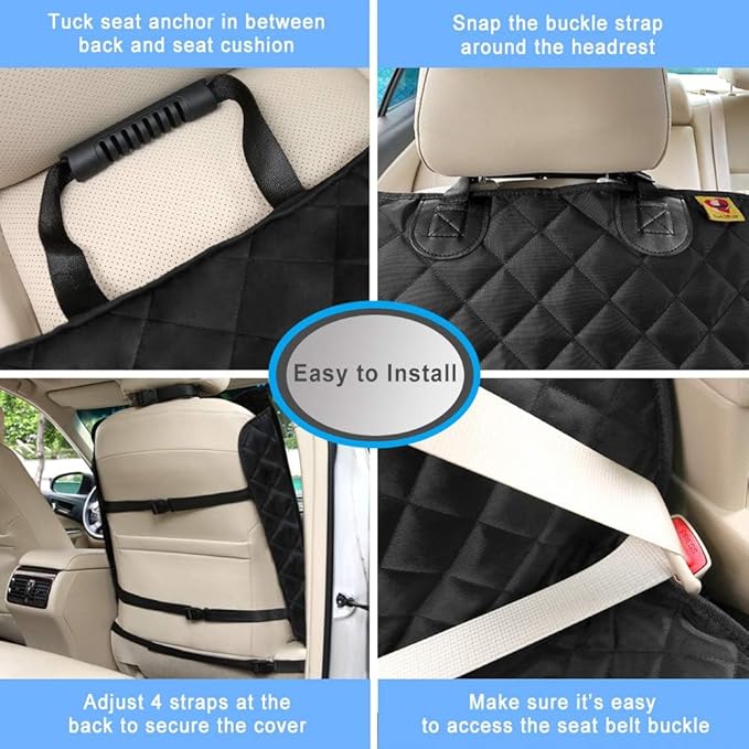 Bark Lover Deluxe Dog Seat Cover for Front Seat-More Durable Waterproof Front Seat Protector, High Heat Resistant and Nonslip Front Seat Cover for Dogs Kids, Universal Size (Black)