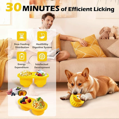Frozen Treat Dispensing Dog Toy to Keep Them Busy, Interactive Indestructible Dog Puzzle Toy for Small Medium Breeds, Cognitive Dog Enrichment Toys Freezable - Yellow