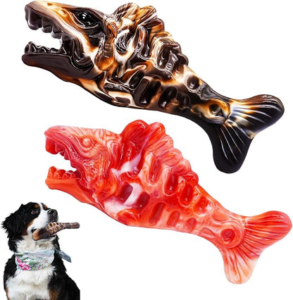 Tough Dog Toys for Aggressive Chewers 2 Pack, Indestructible Dog Toys to Keep Them Busy, Beef Flavor Nylon Dog Chew Toys for Large Dogs