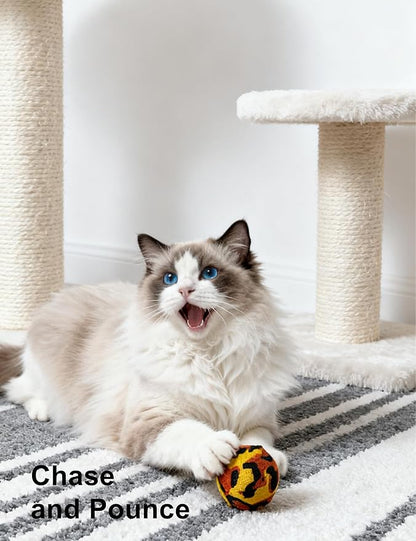 40 Pack Cat Toys Balls for Indoor Kitten, 20 Bell Balls 10 Plush Balls 10 Reflective Balls, Interactive Exercise Toys for All Cats (1.5'' - 2.3'')