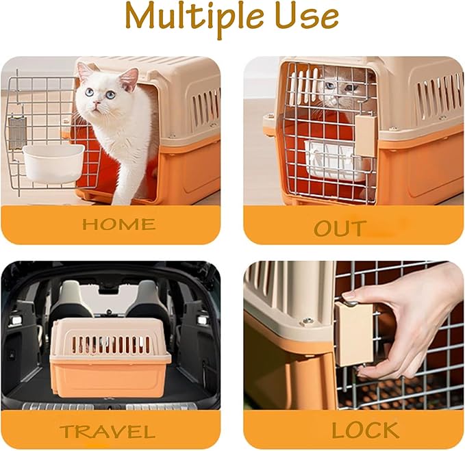 Pet Cage Carrier – Ventilated Travel Dog & Cat Crate with Removable Tray, Lightweight & Handheld