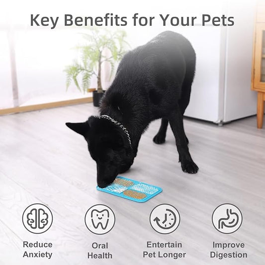 MateeyLife 2PCS Large Lick Mat for Dogs with Suction Cups, Slow Feeder Bowls, Cat Lick Mat for Anxiety Relief, Dog Toys to Keep Them Busy, Enrichment Toys for Bathing, Cat Licking Pad for Boredom