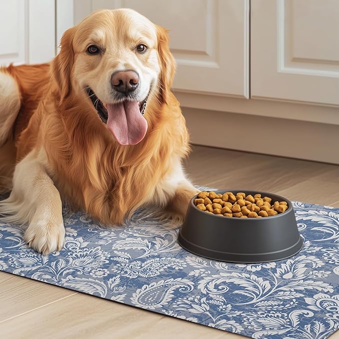 Dog Food Mat for Floors Waterproof Quick Dry Pet Placemat Cat Feeding Bowls Mats for Food and Water, Eco-Friendly Dog Accessories Diatomite Pets Supplies 16" X 24"