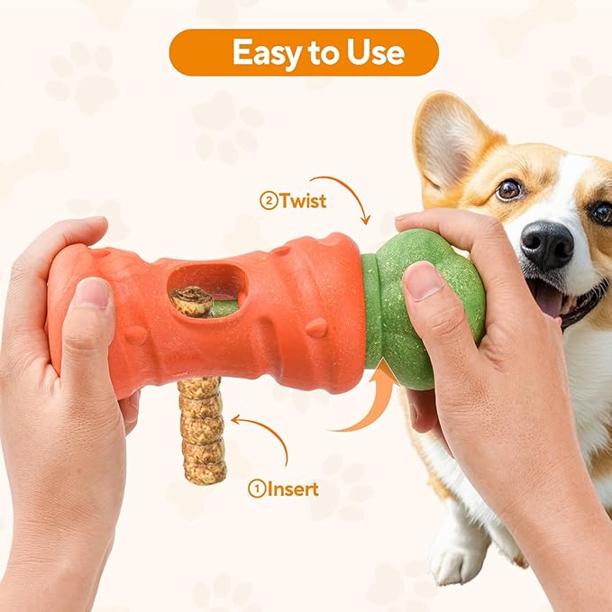 Cute Carrot Bully Stick Holder, Heavy Duty Dog Chew Holder for Large Breeds, Safety Device to Prevent Choking