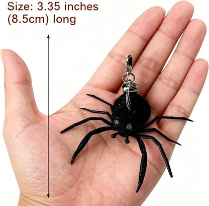 2Pcs Cat Toy Spider Refills – White & Black Heads with Bell/Lobster Claw, Feather Wand Replacement for Kitten Interactive Play