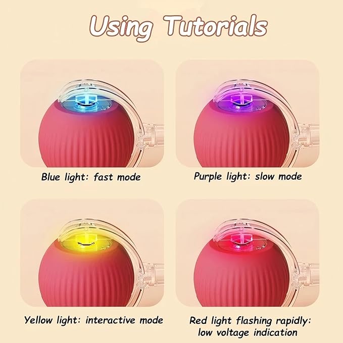 Interactive Cat Ball Toy with String, Interactive Cat Toys Ball Fast Rolling，Red, Bouncing Teaser Wand