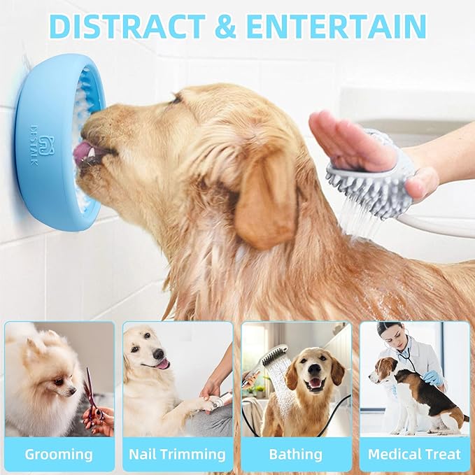 Dog Lick Bowl, Bestalk Anxiety Relief Lick Mat for Dogs, Non-Slip Freeze Licking Bowl Enrichment Puzzle Feeder for Distraction, BPA Free Silicone, Dishwasher Safe (Light Blue,L)