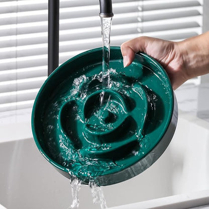 8.66 in Green Ceramic Slow Feeder Dog Bowl for Medium and Large Breed,Pet Feeding Dog Food Water Dish Heavy Weighted,Puppy Bowl for Fast Eaters,Puzzle Slow Eating Dish Modern Cute