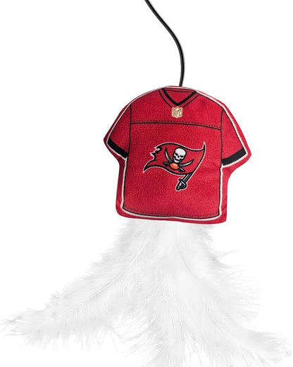 NFL Tampa Bay Buccaneers Team Jersey Wand with CAT NIP, Cat Toy Jersey Shaped Plush Teaser Toy for Cats & Kittens - Interactive Pet Toy for Play & Exercise