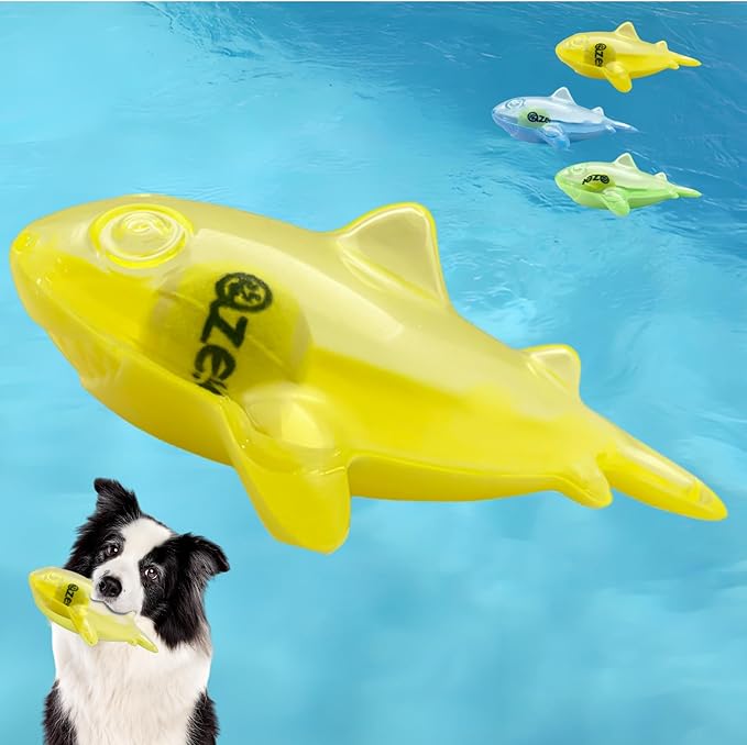 Floating Dog Toys for Aggressive Chewers Summer Pool Interactive Squeaky Play Games Fetch for Small Medium Dogs (Yellow)