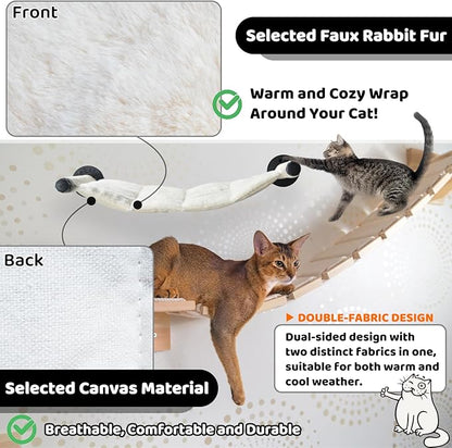 Cat Hammock Wall Mounted, 22.44 x 13.78 inch Wall Mounted Cat Shelves, Metal Brackets Beds for Sleeping, Playing, Climbing & Resting Stabilized Wall Furniture (Soft & Warm Fabric)
