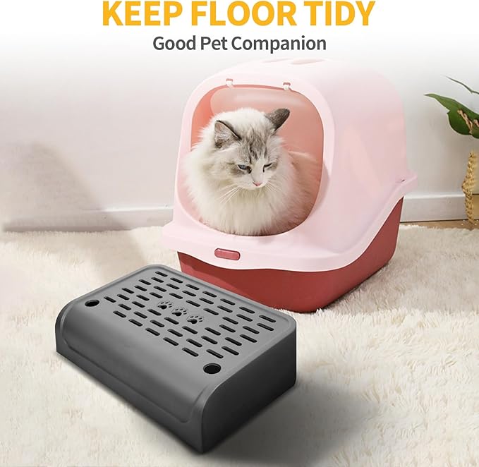 Cat Ramp for Litter Robot, Self Cleaning Cat Litter Box Step with Storage Cat Litter Slide for Cats Step Stool with Filter Function Litter Catcher Tray for Automatic Litter Box 11.8x8.7x3.9In(Black)