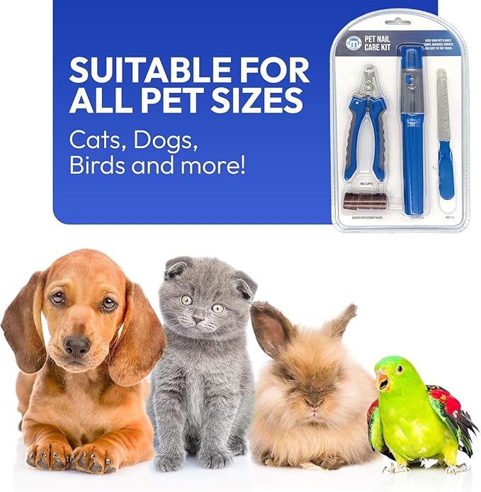 BPG Pet Grooming Tools for Dogs & Cats- 3 Piece Dog Grooming Kit, Pet Nail Care Kit, Nail Grinder, Clippers and File- Precision Trimming Perfect At Home Grooming Set