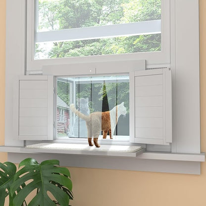 GDLF Cat Window Box, Universal Cat Window Perch Catio with Mosquito Proof, Fits Double Hung Frames 24" to 39.5" Wide, for Sunbathing, Napping & Nature Viewing