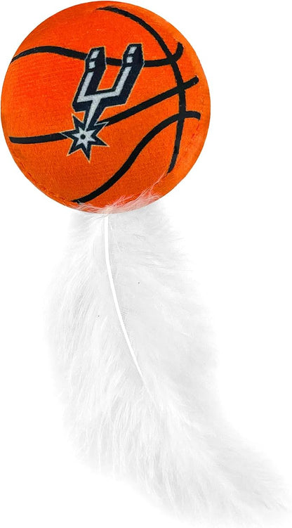 Best Plush CAT Toy - NBA SAN Antonio Spurs Complete Set of 3 Piece Cat Toys Filled with Fresh Catnip. Incl: 1 Jersey Cat Toy, 1 Basketball Cat Toy with Feathers & 1#1 Fan Cat Toy. Beautiful Team Logo