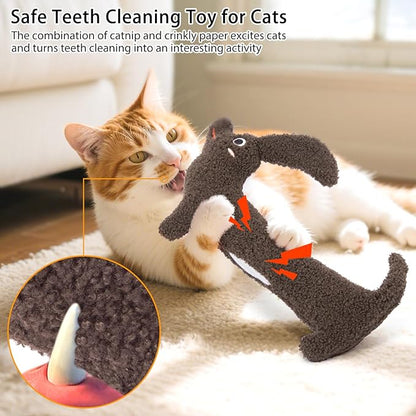Refillable Catnip Toy for Cats - 13.77 Inch Large Cat Kicker Toy for Indoor Kittens, Crinkly Sound Interactive Kitty Toy Teeth Cleaning Fun