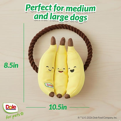 Dole for Pets® Dog Rope Toy with Squeakers, Banana Tug of War Dog Toy, Tough Cotton Rope Toys for Dogs, Aggressive Chew Toys for Medium Dogs
