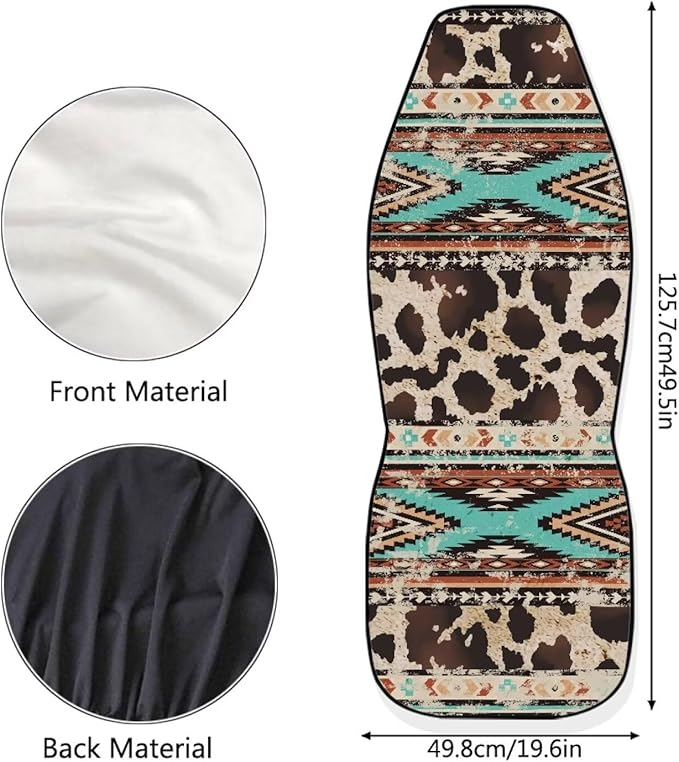 Aztec Cow Print Automotive Seat Covers Seat Cover Front Seats Only for Women Men Universal fit for Cars, SUVs, Trucks Car Accessories Blanket Seat Protector Easy to Install