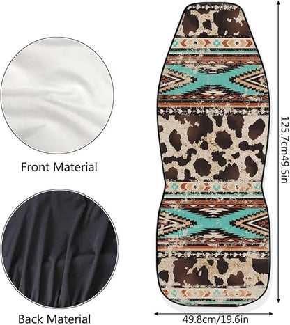 Aztec Cow Print Automotive Seat Covers Seat Cover Front Seats Only for Women Men Universal fit for Cars, SUVs, Trucks Car Accessories Blanket Seat Protector Easy to Install