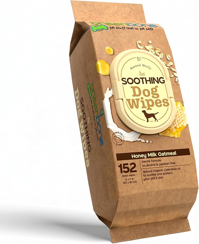 Greenbone Soothing Dog Wipes - Honey Milk & Oatmeal -150 Wipes