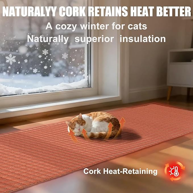 Natural Cork-Cat Scratch mat Upgraded-Cat Scratch Pad Rug-cat Couch Protector-Scratch Furniture Protector for Post/Sofa/Floor-Wall Scratchers for Indoor-Carpets Scratching-Stretching-Kitty Gifts-white