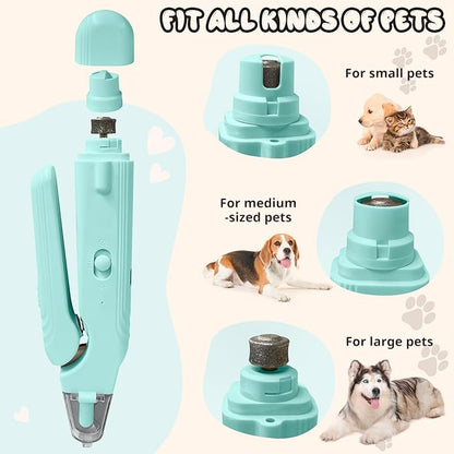 2-in-1 Dog Nail Trimmers & Dog Nail Grinder, Dog Nail Clippers with 2 LED Lights & Safety Guard, USB Rechargeable, Multiple Grinding Methods for Small, Medium, and Large Dogs & Cats (Green)