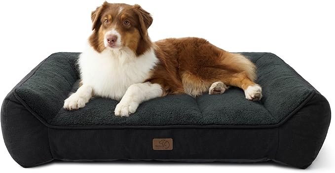 Bedsure SupportMax™ XL Pro Orthopedic Dog Beds Large Sized Dog - As Seen on TV Extra Thick Supportive Dogs Couch with Waterproof Washable Cover, Extra Large Comfort Pet Sofa with Soft Sherpa, Black