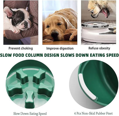 Enrunnig-Useful Slow Feeding Bowl,Pet Anxiety Relief Slow Down Eating Advanced Slow Feeder Dog Bowls,Stop Bloat Preventing Choking, Eating Healthy Design for Small Medium Size Dogs(8.66inch(Green)