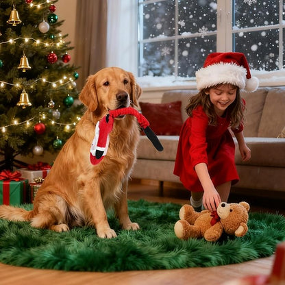 KOOLTAIL Christmas Santa Dog Toys, Tough Plush Dog Chew & Squeaky Toys with Crinkle Paper, Interactive Training & Tug of War Puppy Teething Toy for Indoor Outdoor Play for Small Medium Large Dogs