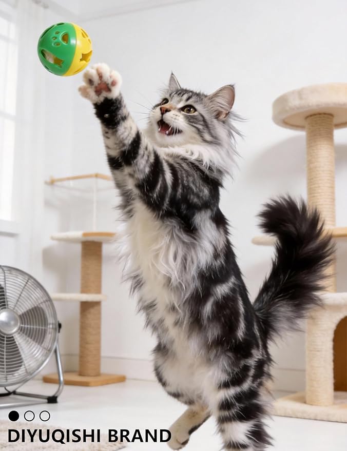 5 Pack Cat Toys Balls Indoor Kitten Interactive Bell Balls with Hollow Design Safe Durable for Chewing Chasing and Active Play (1.5'')