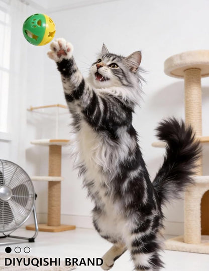 5 Pack Cat Toys Balls Indoor Kitten Interactive Bell Balls with Hollow Design Safe Durable for Chewing Chasing and Active Play (1.5'')