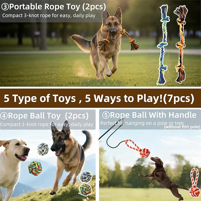Large Dog Rope Toy for Aggressive Chewers, 7 Pack Rope Toy for Dogs Large Medium Breed Tug of War Indestructible Tough Cotton Pet Chew Toys for Training Teething Tug Toys Puppy Essentials