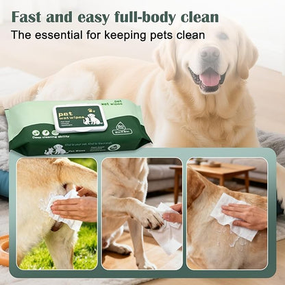 Unscented Pet Wipes for Dogs and Cats (50 Count) - Hypoallergenic Biodegradable Grooming Wipes for Cleaning Paws, Face, Body & Fur - Gentle Deodorizing Dog Wipes & Cat Wipes for Daily Use