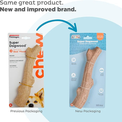 Outward Hound by Petstages Super Dogwood Durable Dog Chew Toy, Medium - Long Lasting Chew Stick Made with Real Wood - USA Made, M