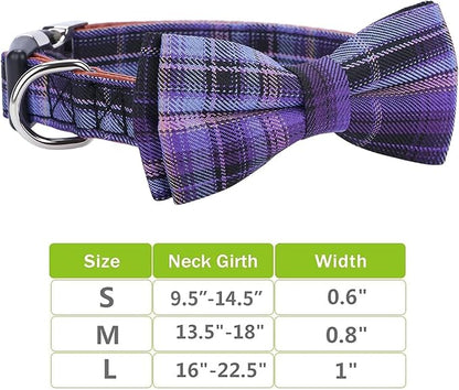 Faleela Soft &Comfy Bowtie Dog Collar,Detachable and Adjustable Bow Tie Collar,for Small Medium Large Pet (Purple, Large(Pack of 1))