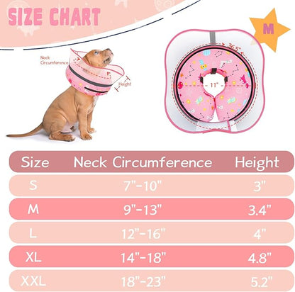 Elevated Inflatable Dog Cone Collar to Stop Licking, Doggie Donut Collar After Surgery, Soft Dog Cone Alternative for Small Medium Large Dogs