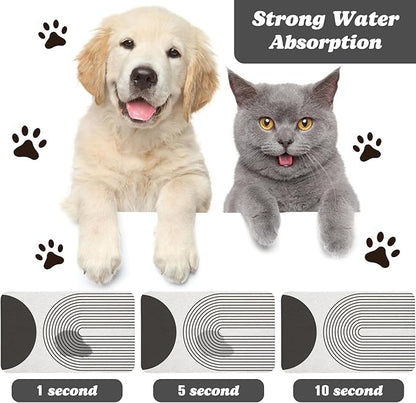 Dog Food Mats,Cat Absorbent Water Bowl Feeding Mats Pet Placemats for Food and Water Black Bohemia 16 * 24 inch
