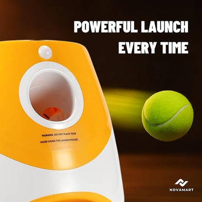 Dog Ball Launcher – Automatic Dog Ball Thrower for Small and Medium Dogs, Interactive Pet Toy with 6 Mini Tennis Balls & Adjustable Launch Distance, Indoor & Outdoor Play