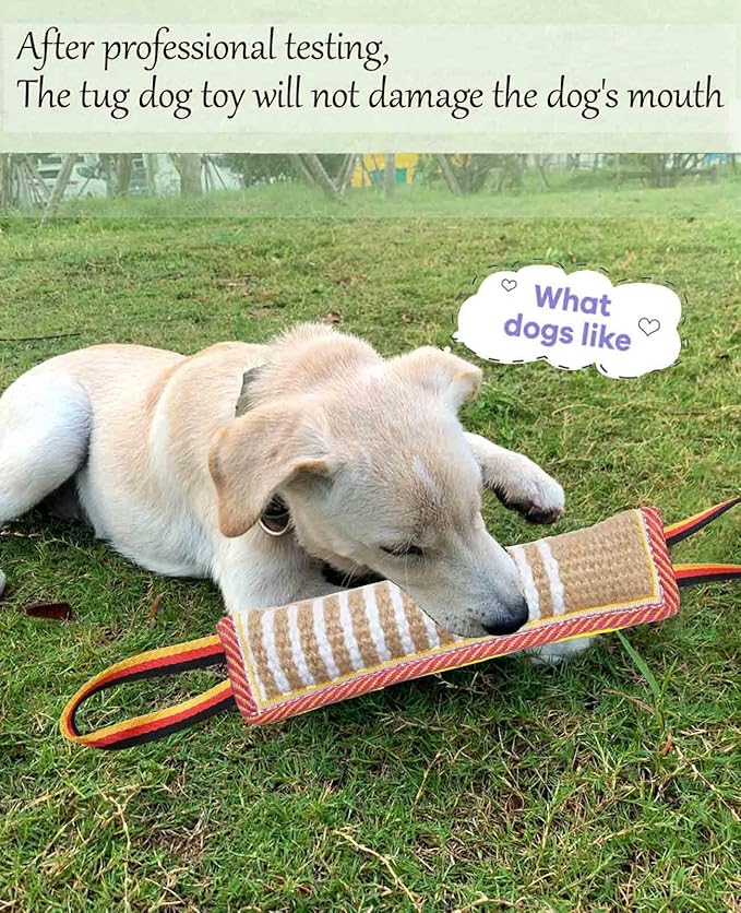 Clysoru Dog Tug Toy Tough Jute Bite Pillow Lasting Training Equipment Puppy to Large Dogs Interactive for Large and Small