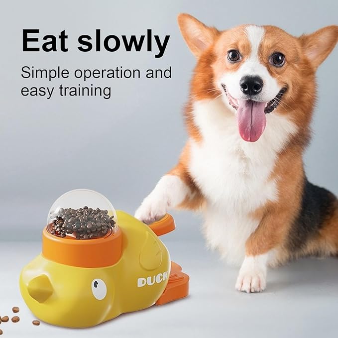 2-in-1 Interactive Dog Puzzle Toy & Slow Feeder – Fun Treat Dispenser for Small & Medium Dogs, Anti-Gulping Duck-Shaped Design, Reduces Bloating & Boredom, No Battery Required (White-A)